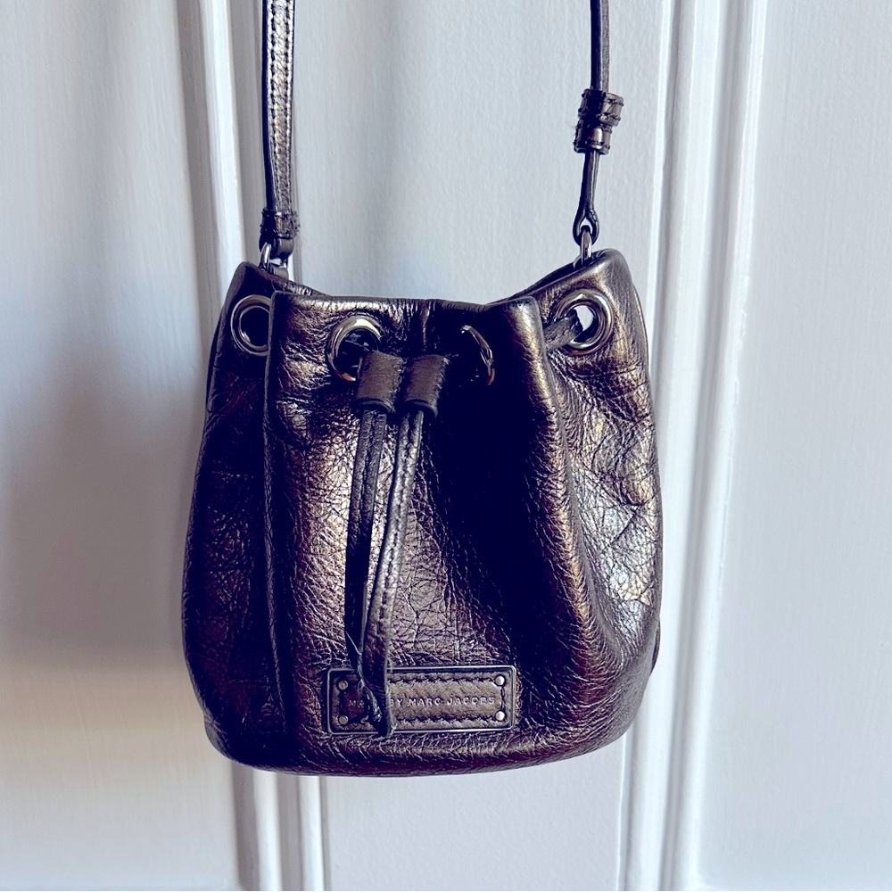 Marc by Marc Jacobs Leather Mini Bucket Bag Gold Crossbody Drawstring
